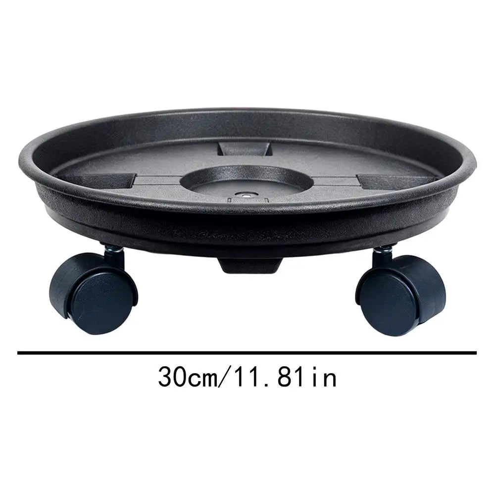 Rolling Plant Stand with Wheels – Heavy Duty Round Pot Tray