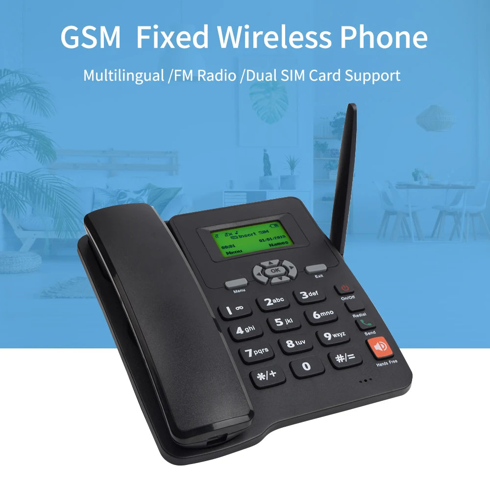 2G Fixed Wireless Desktop Phone | Dual SIM, Radio & Alarm