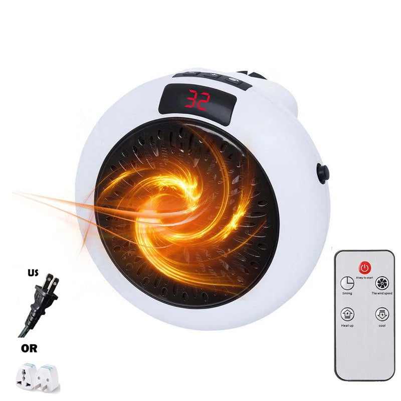 Electric Heater Portable Ptc Ceramic Hot Air Fan Household Desktop Wall Mounted Round Home Mini Appliances Winter Heater Peaceful Pleasures Health and Wellness army green