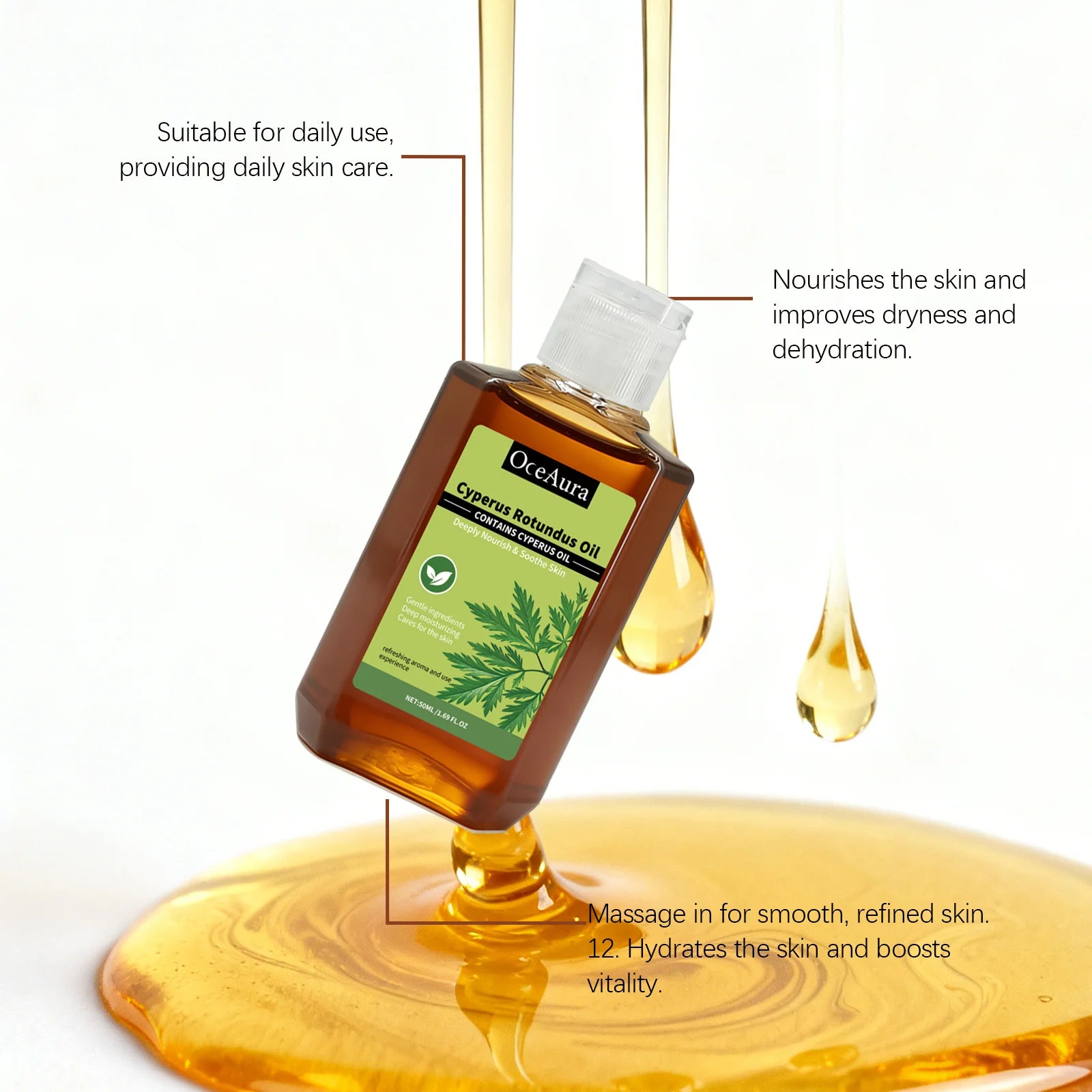 Relaxing Body Massage Oil Moisturizing Soothing Firming Brightening Dry Skin Repair Softening Relieve Stress Nourishing Body Oil Peaceful Pleasures Health and Wellness