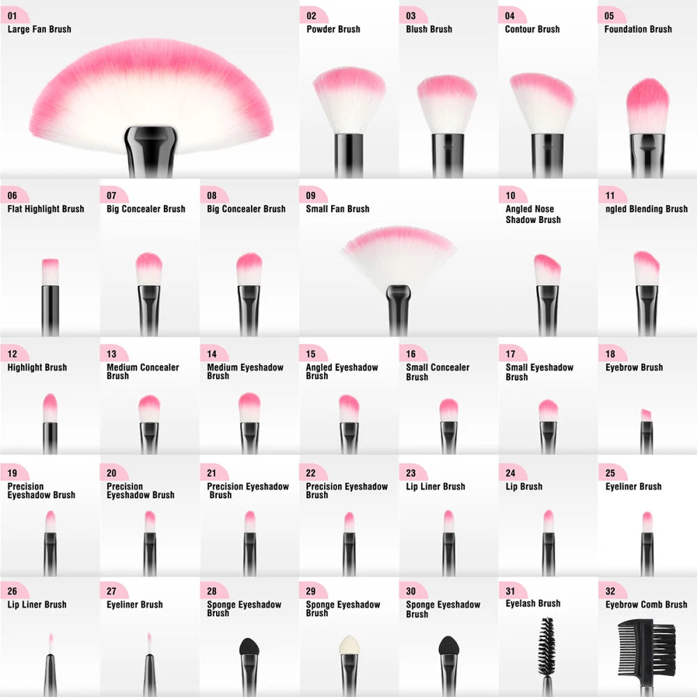 RUNTOIN 32-Piece Makeup Brush Set – Soft Fluffy Professional Kit