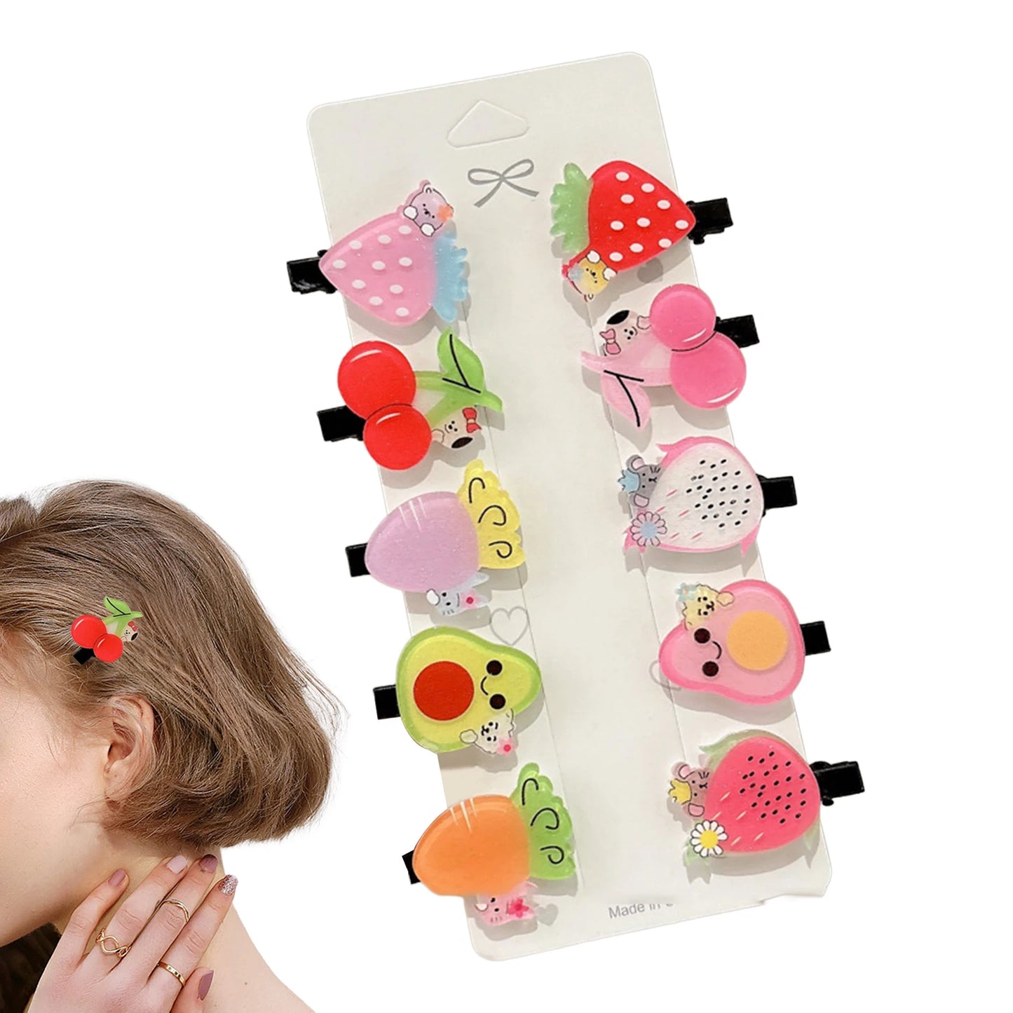 Women Barrettes with Cartoon Pattern Print Sturdy Comfortable to Wear Hair Pins for Daily Home Office Outdoor Peaceful Pleasures Health and Wellness B