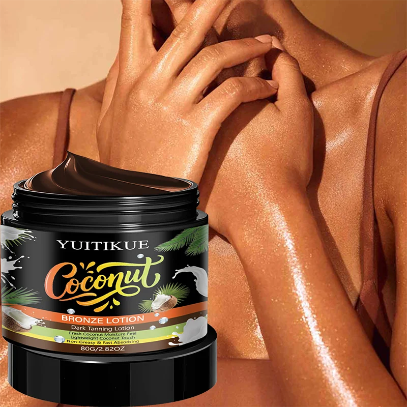 Yuitikue Coconut Bronze Tanning Lotion, 80g Dark Tan Accelerator with Fresh Coconut Moisture, Non-Greasy & Fast Absorbing Peaceful Pleasures Health and Wellness