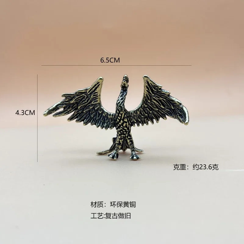 Retro Solid Brass Creative Crafts Soaring Phoenix Figurines Miniature Funny Decor Craft Collection Desktop Ornaments Home Decor Peaceful Pleasures Health and Wellness