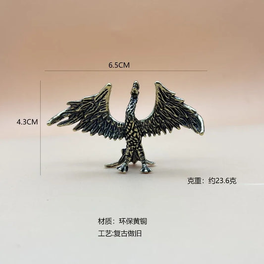 Retro Solid Brass Creative Crafts Soaring Phoenix Figurines Miniature Funny Decor Craft Collection Desktop Ornaments Home Decor Peaceful Pleasures Health and Wellness