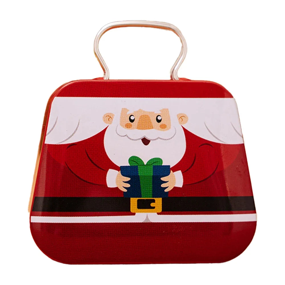 Christmas Metal Cookie Tin Box – Festive Handbag Treat Storage