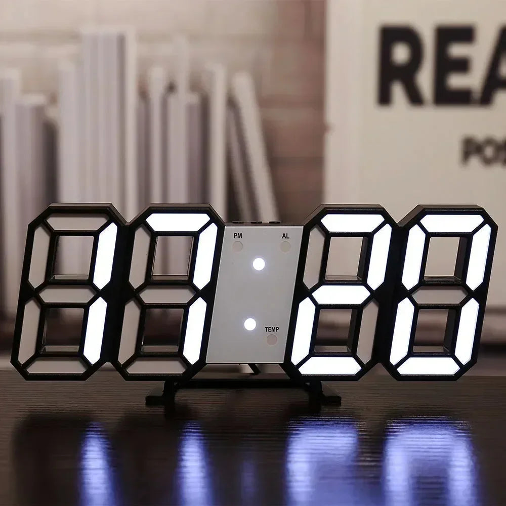 Digital Wall Clock Desk Watches Electronic Alarm Modern Home Decoration for Bedroom Decor Interior Led Table Clocks Living Room Peaceful Pleasures Health and Wellness Black and White