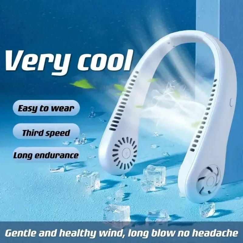 Portable Bladeless Neck Fan – USB Rechargeable 3 Speed