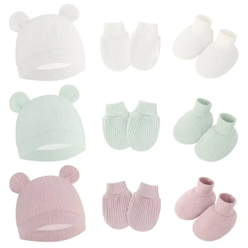 Newborn Baby Hat Mittens & Socks Set | Soft Cotton, 0–12M