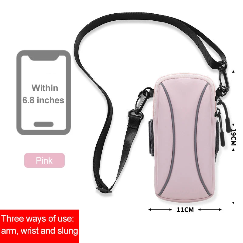 cell phone armband for running racing accessories mini cell phone armband for run arm cell phone holder Mobile phone wrist stand Peaceful Pleasures Health and Wellness Pink with strap