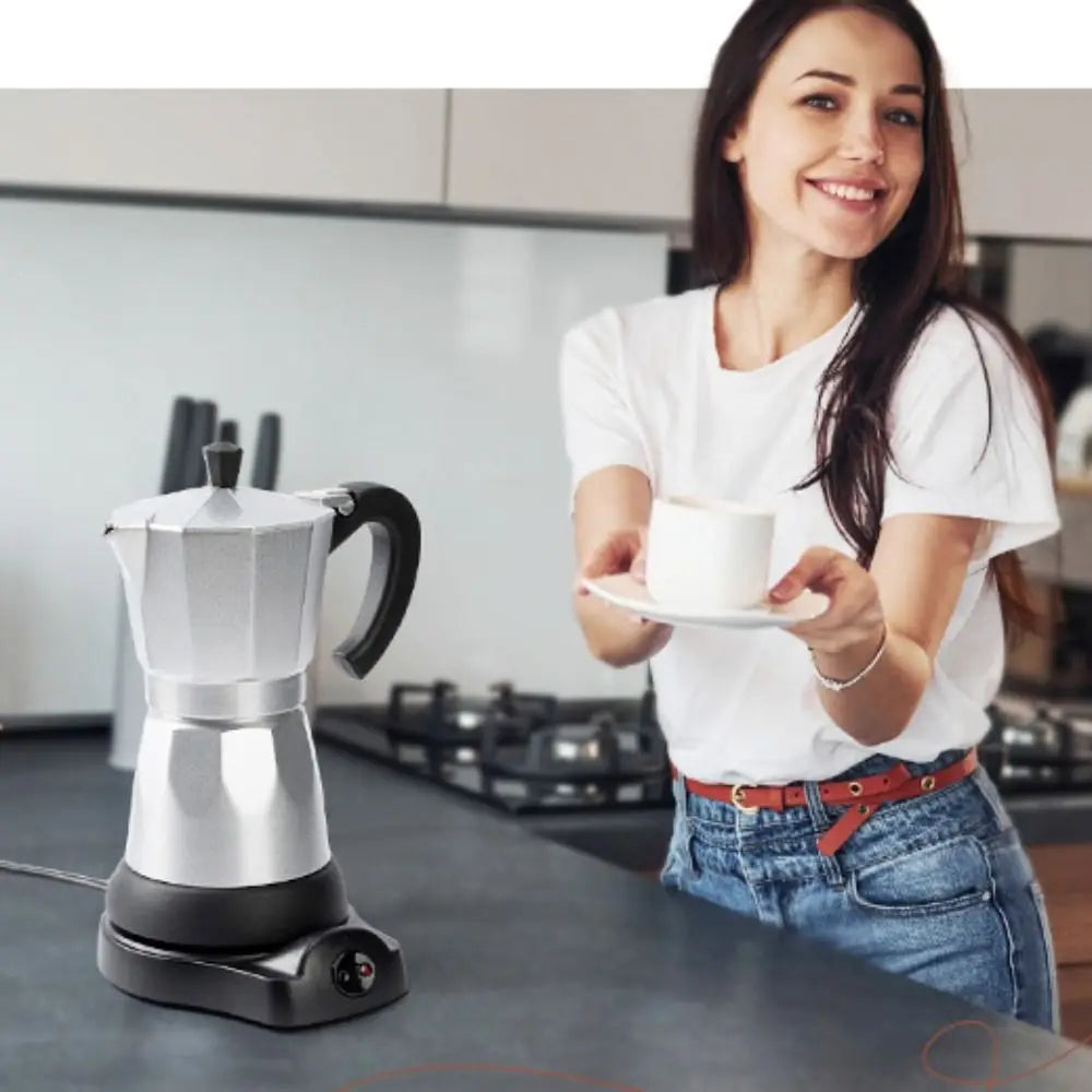 Italian All-Aluminum Electric Moka Espresso Pot 220V EU Plug