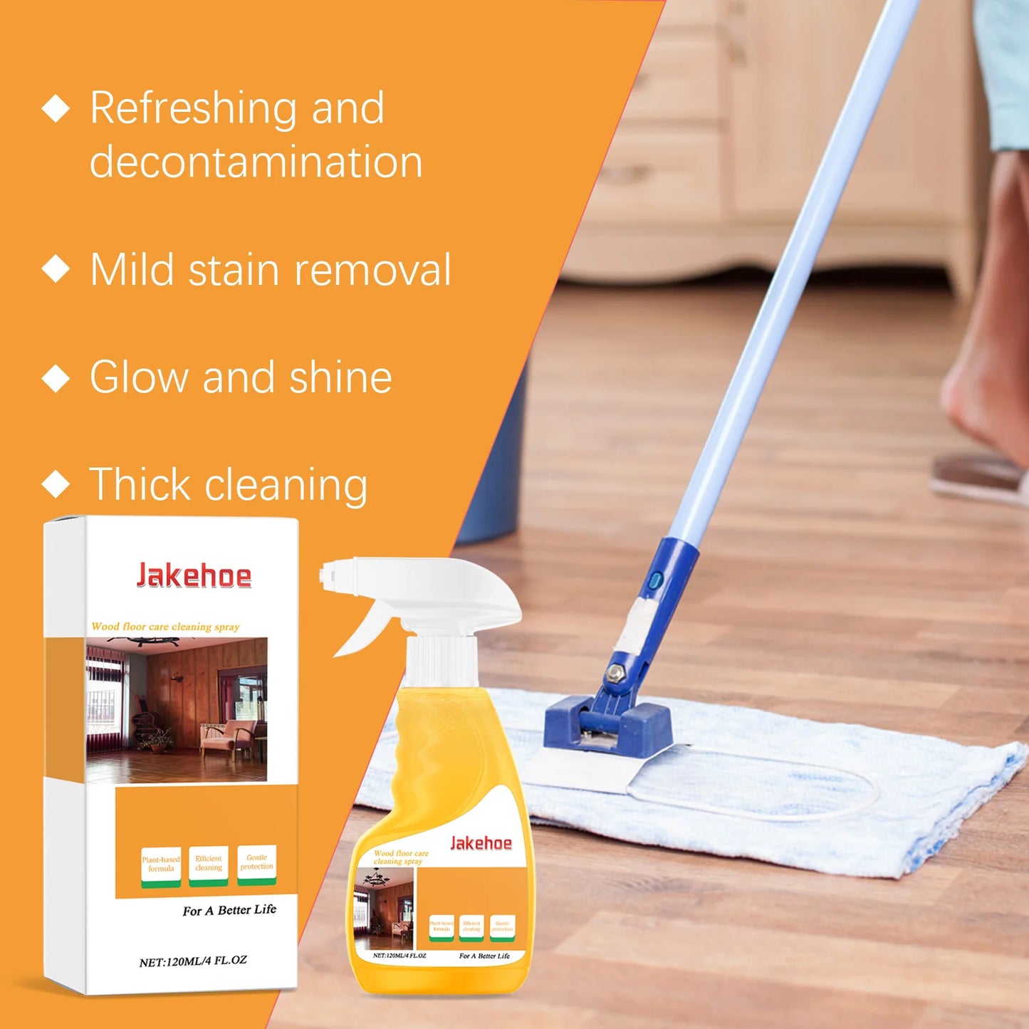 Jakehoe Wood Floor Cleaning & Polish Spray – Beeswax 120ml