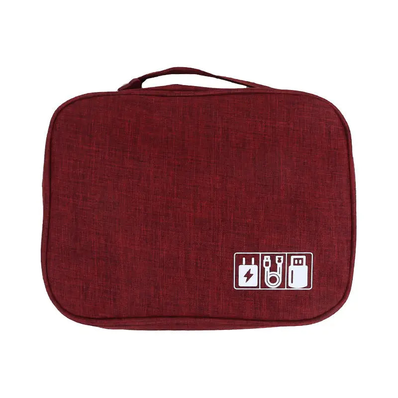 USB Data Line Power Bank Storage Bag Travel Cosmetic Organizer Case Portable Cable Storage Bags Multipurpose Digital Organizer Peaceful Pleasures Health and Wellness Wine red