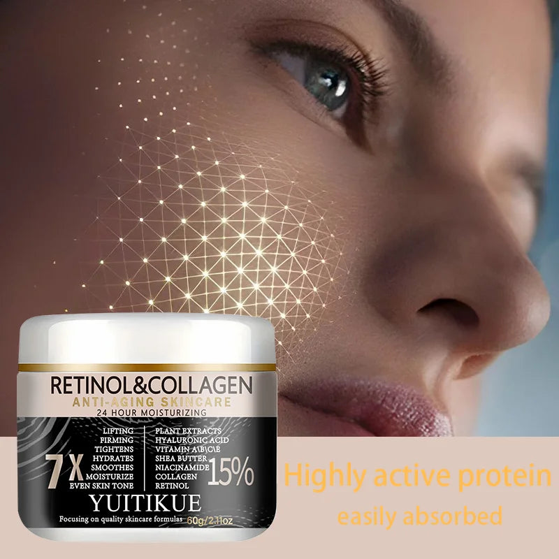 YUITIKUE Retinol & Collagen Anti-Aging Cream 60g, 7X Effect 24H Moisturizing for Lifting, Firming & Even Skin Tone Peaceful Pleasures Health and Wellness