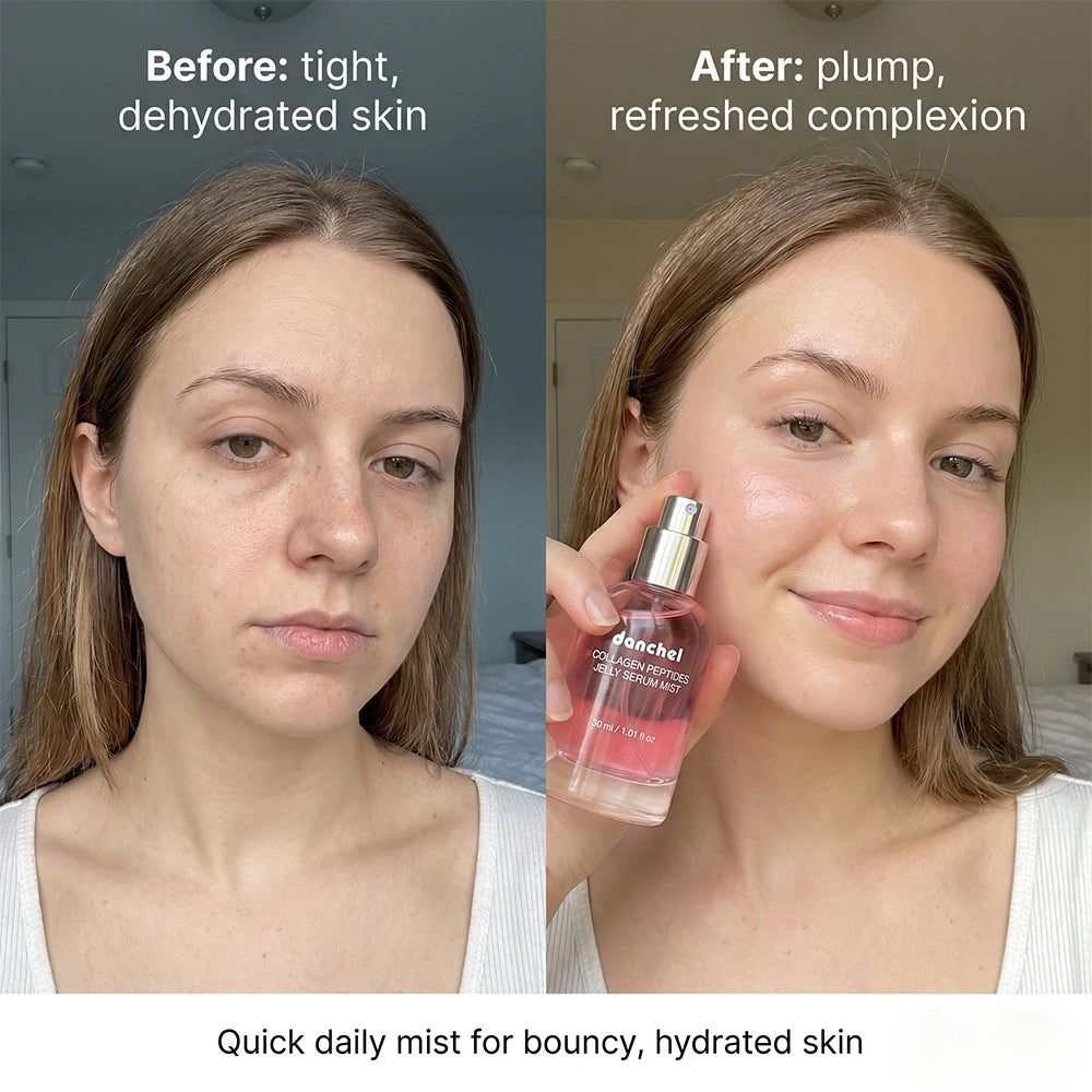 Collagen Peptides Jelly Serum Mist Korean Skin Care Hydrating Face Spray Anti Aging Plumping Firming Sprayable Hydrogel Travel Peaceful Pleasures Health and Wellness