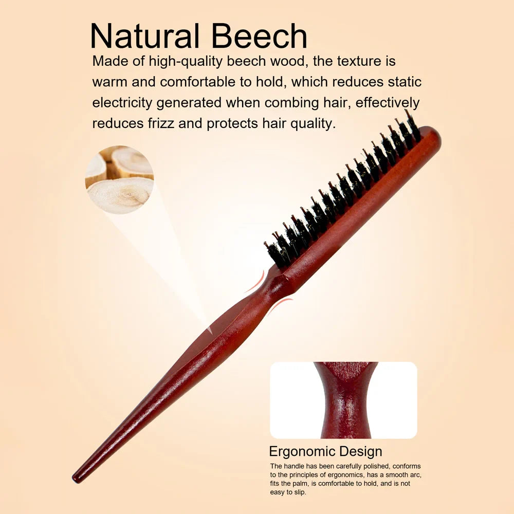 2-Piece Wooden Boar Bristle Hair Brush Set – All Hair Types