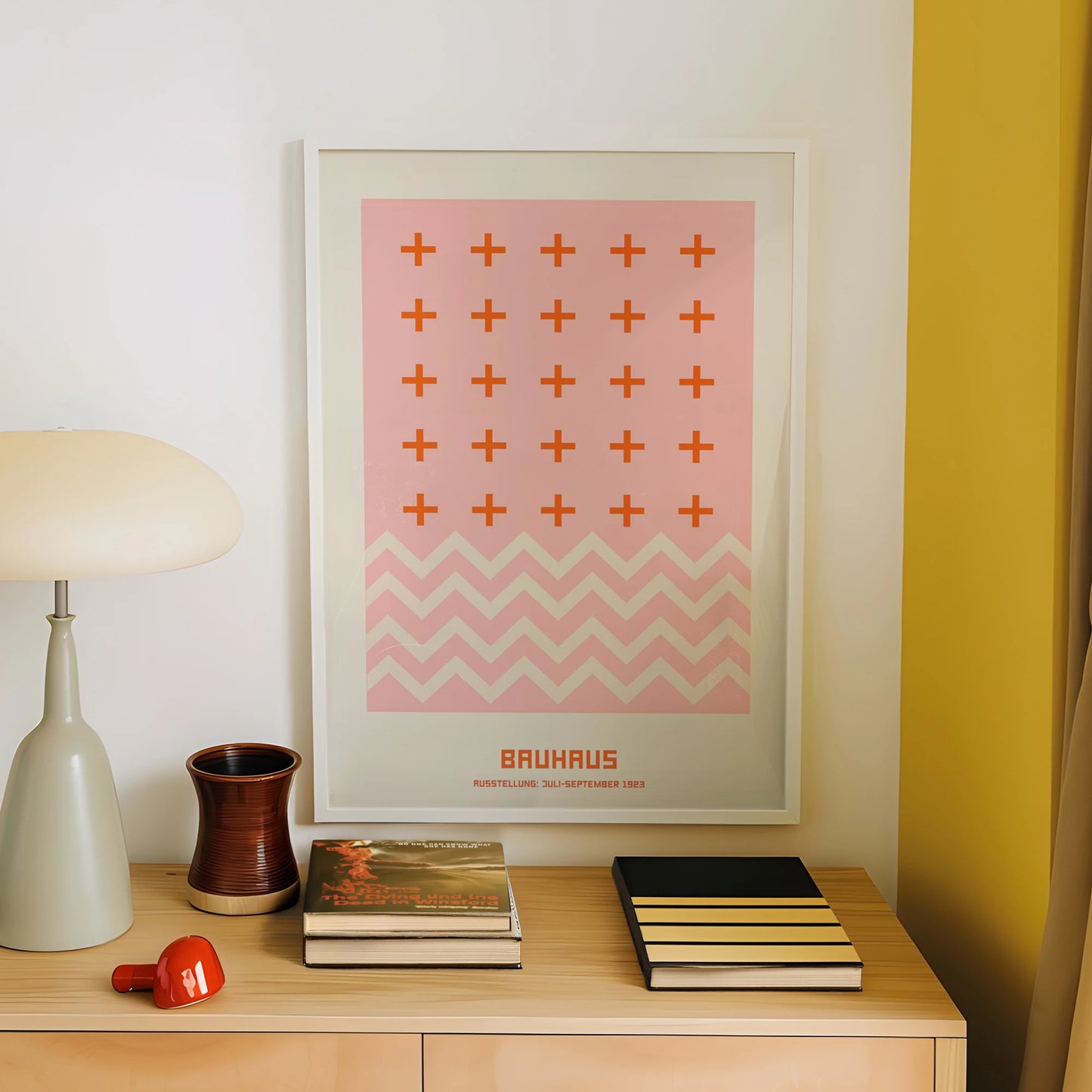 Bauhaus Ausstellung Pink Minimalist Canvas Wall Art Print