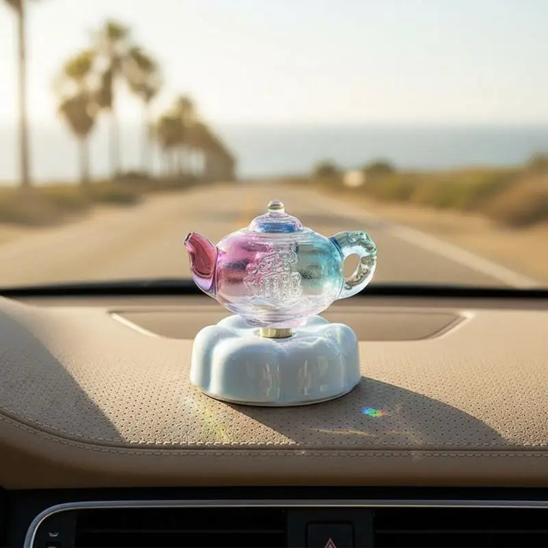 360° Rotating Crystal Teapot Ornament | Car & Desk Décor