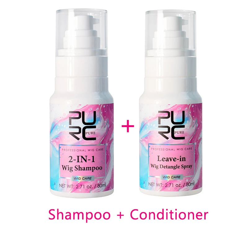 PURC Wig Shampoo And Conditioner Kit Coconut Oil Smoothing Shiny Hair Care Products for Wigs Women Peaceful Pleasures Health and Wellness Sets