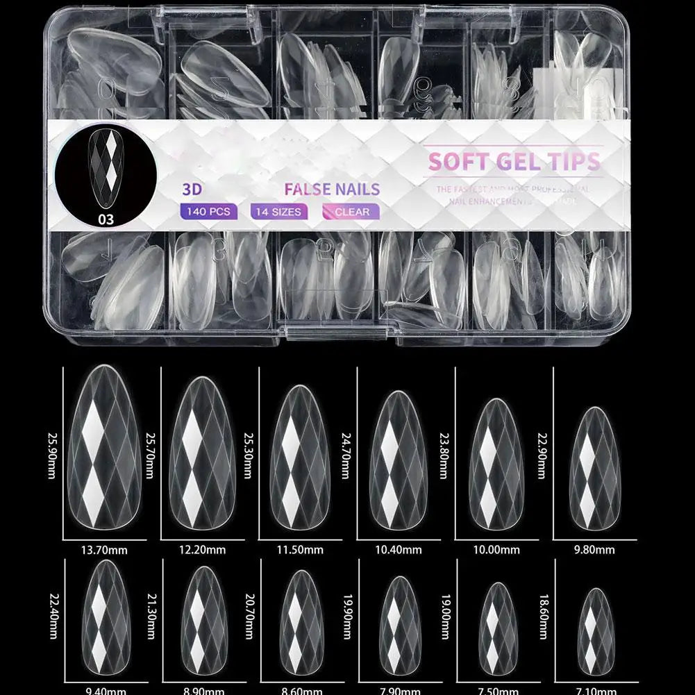 3D Rhombus Facet Nail Extension Tips,Clear Full Cover False Nail Extension Mold For DIY Nail Art Salon Manicure UV Gel Nail Mold Peaceful Pleasures Health and Wellness C