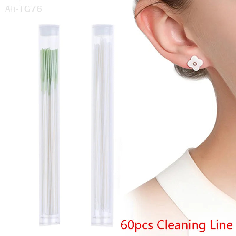 60-Pc Ear Hole Cleaning Kit – Soft Cotton Piercing Wires