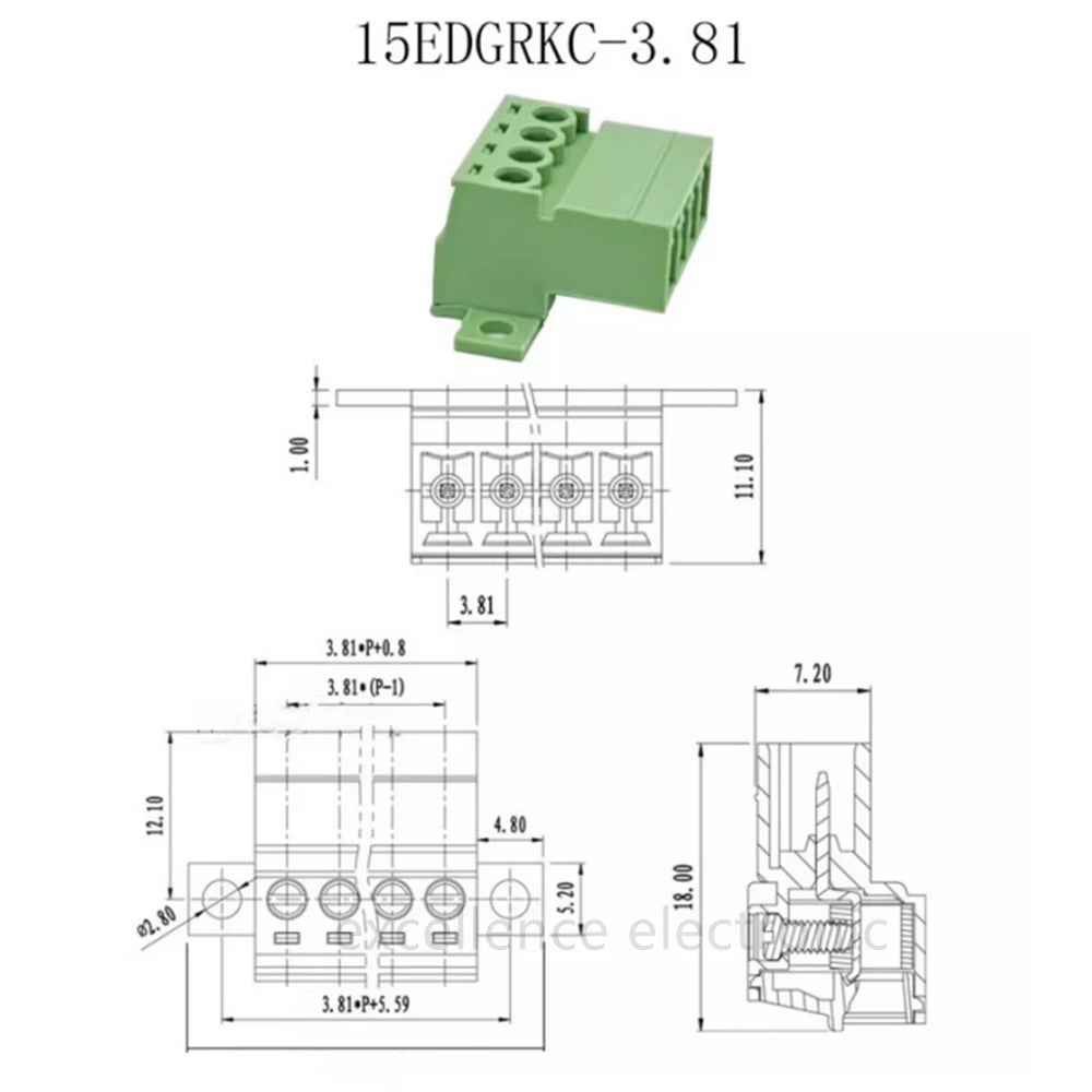 10PCS Pitch 3.81mm Aerial Butt Type Screw Terminal Block Connector With Installation Fixing Holes 2P-12P for 28-16AWG Peaceful Pleasures Health and Wellness