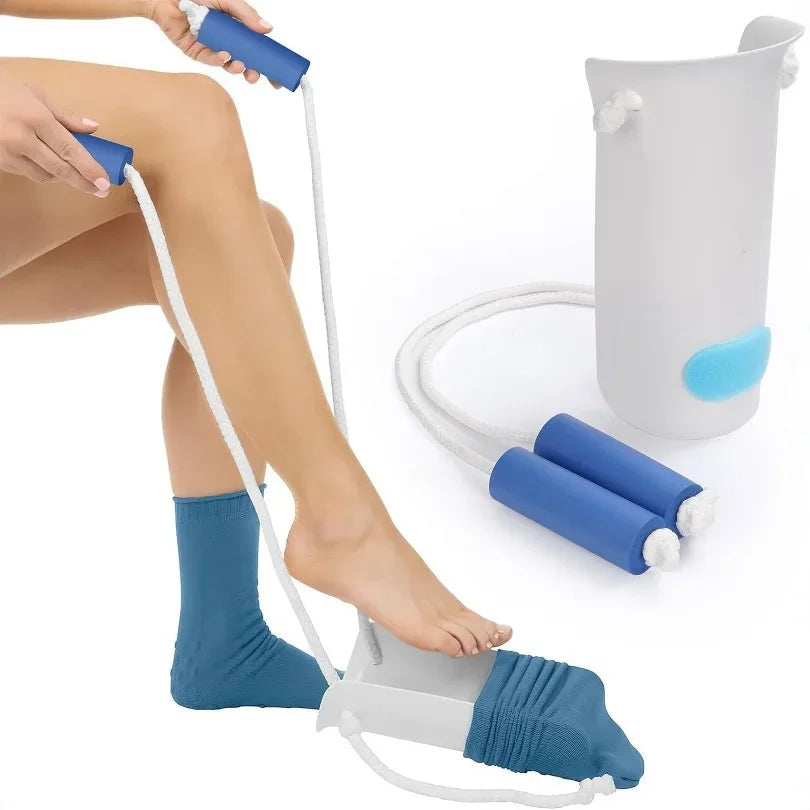 No bending Sock Aid Easy On and Off Stocking Slider Donner Pulling Assist Device Sock Helper Aid Tool Portable Sock Wearing Peaceful Pleasures Health and Wellness 1 Set