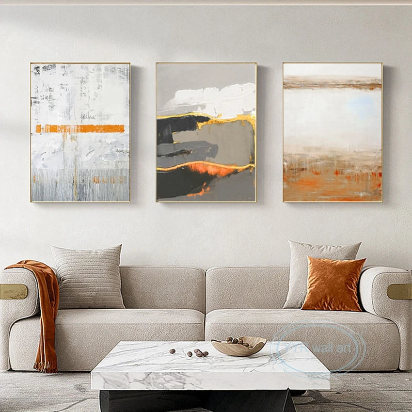 Aesthetic Decor Mural 3 Panel Wall Art Pictures For Home Hand Drawn Acrylic Oil Painting On Canvas Posters For Living Room Sofa Peaceful Pleasures Health and Wellness