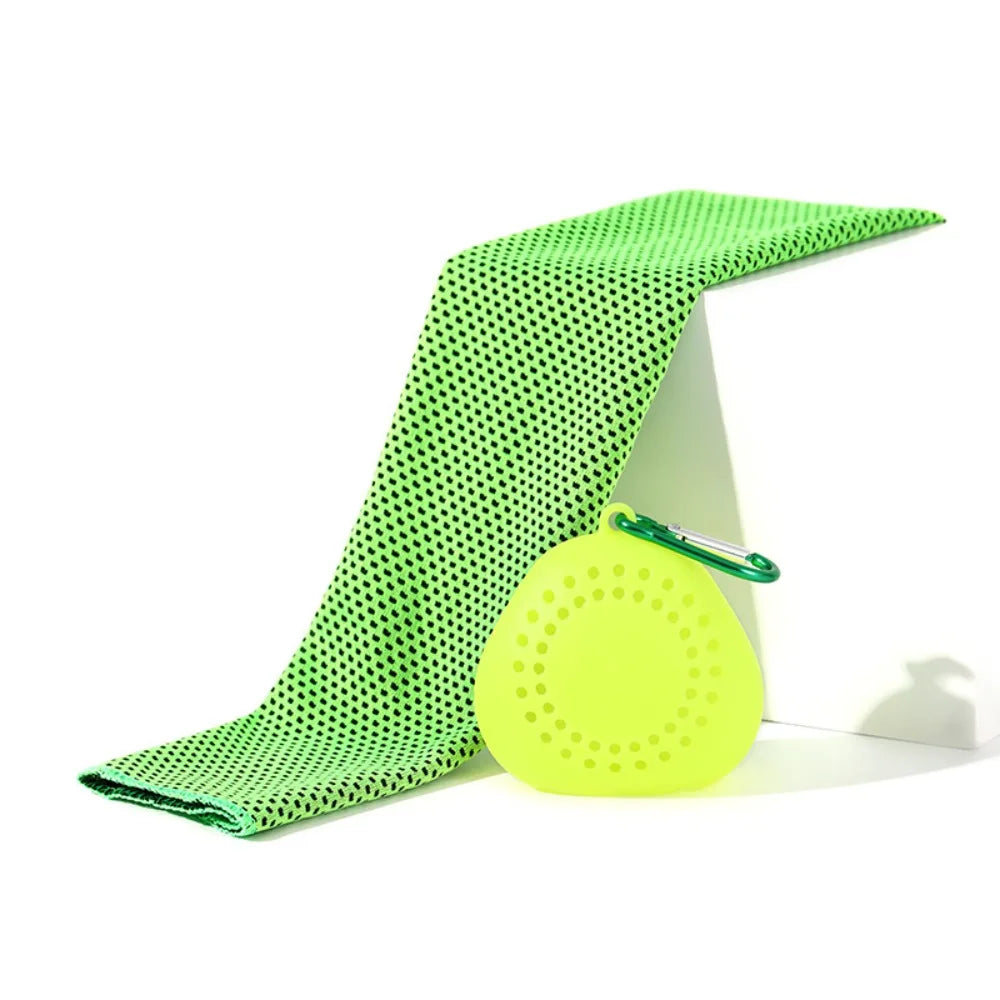 Portable Polyester Cooling Towel Silica Gel Quick Dry Cold Towel Absorbent Microfiber Ice Towel Summer Peaceful Pleasures Health and Wellness Green