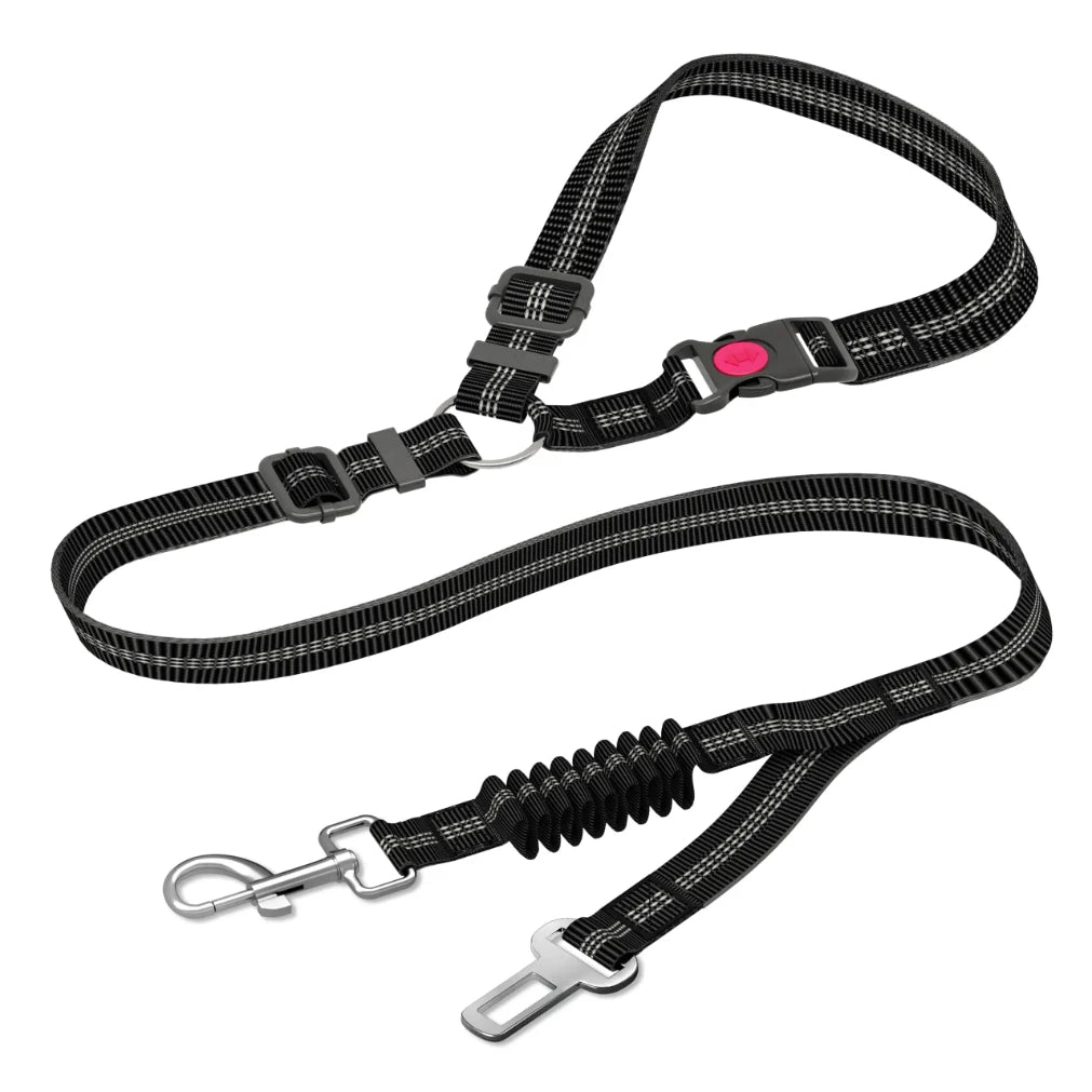 Adjustable Heavy-Duty Dog Car Seat Belt | Striped Nylon