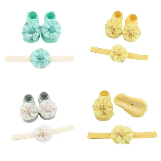 Baby Floral Headband & Socks Set | 0–6 Months Infant Gift Baby Hair Accessory Set Peaceful Pleasures Health and Wellness