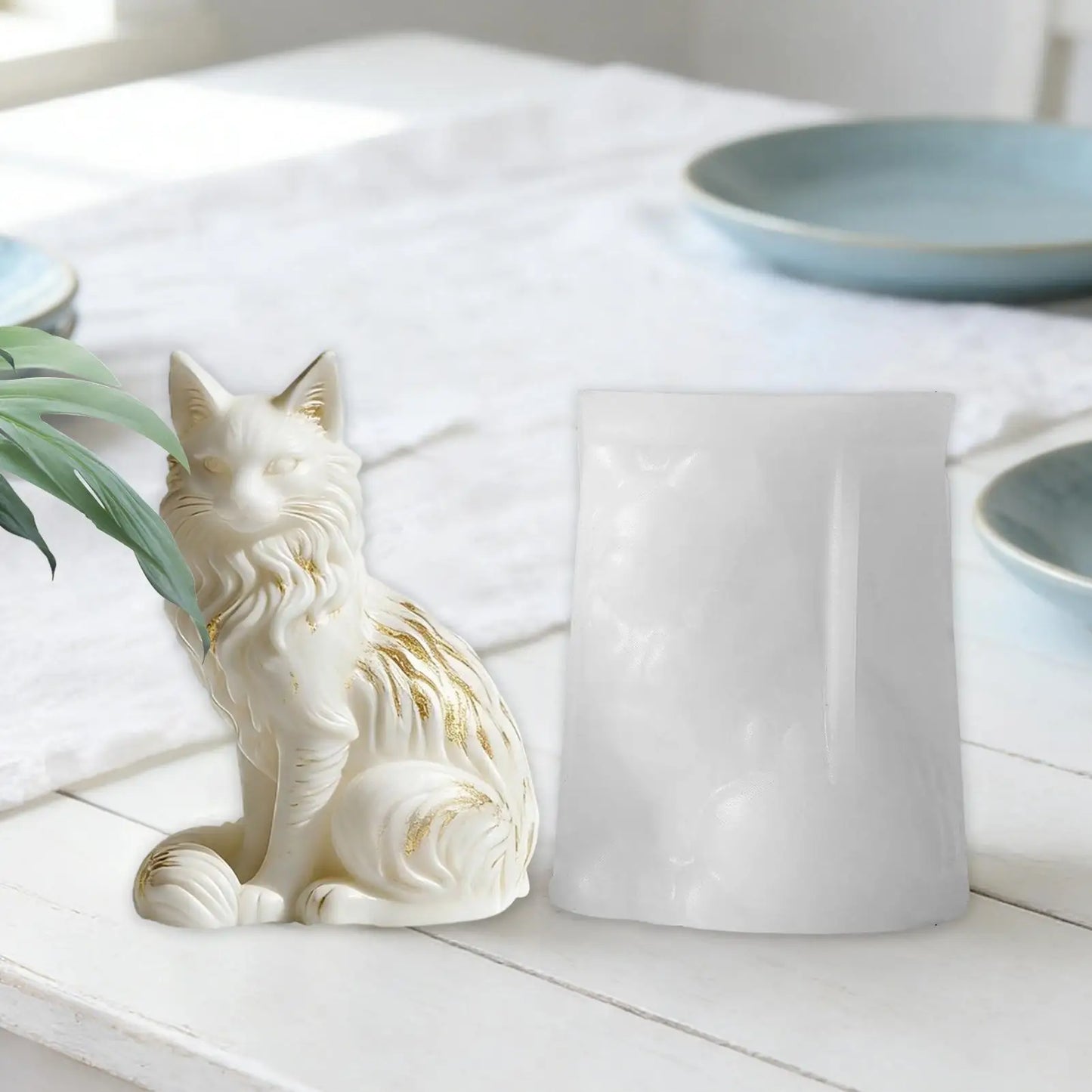 Cat Shape Resin Mold Sitting Concrete Decoration Craft Resin Soap Mold for Home Room Wedding Party Dinner Table Decorations Peaceful Pleasures Health and Wellness