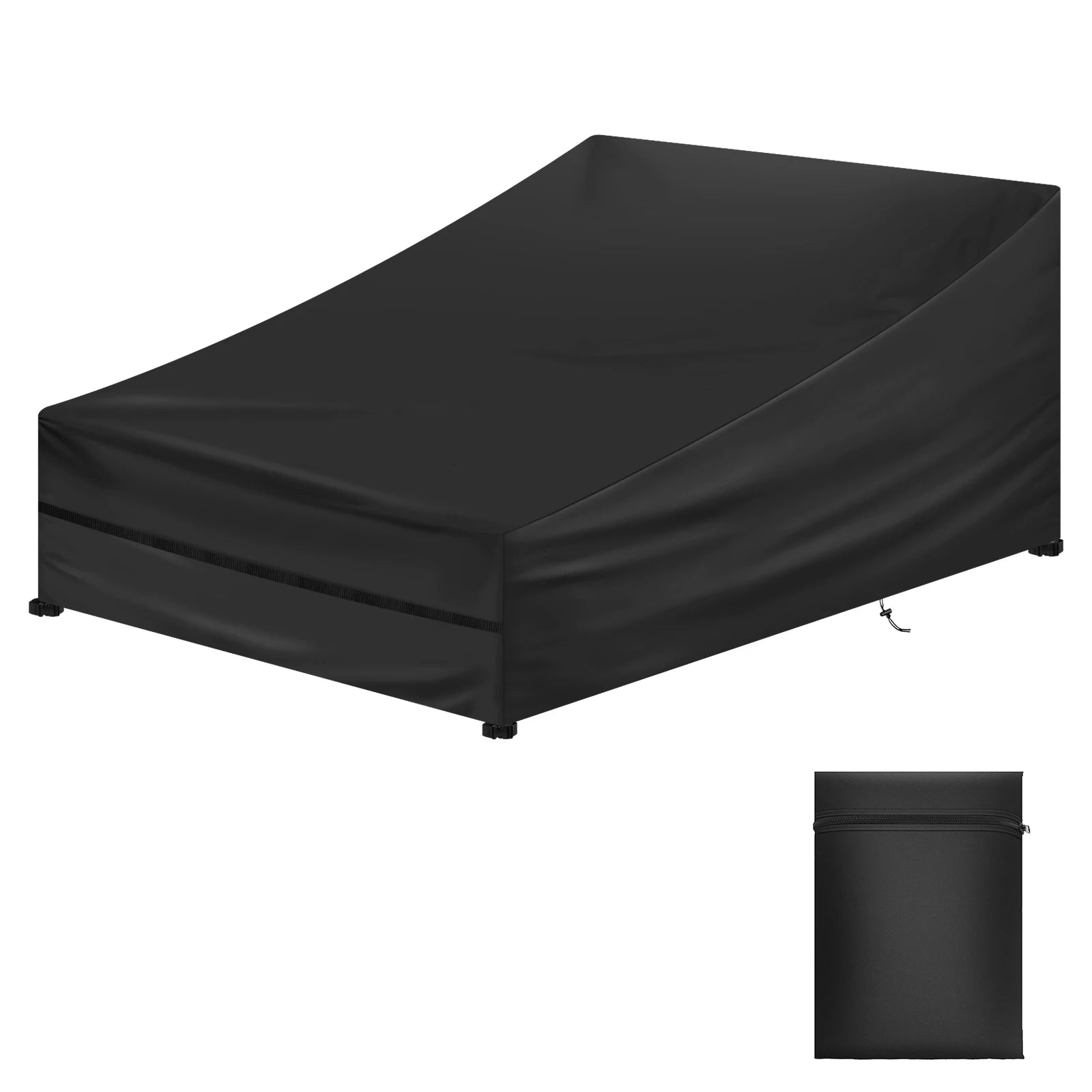 Waterproof Garden Sunbed Cover 1/2 Seater 210D Oxford Windproof Outdoor Sun Lounger Covers Anti-UV Patio Sunbed Lounger Cover Peaceful Pleasures Health and Wellness Black 210x150x40x90CM