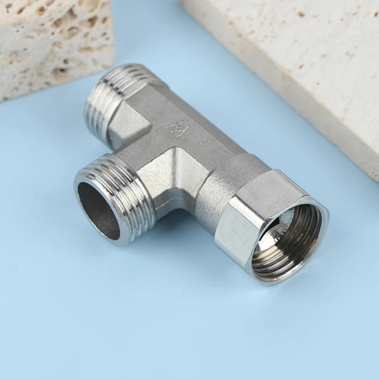 New G1/2" T-Valve Toilet Dispenser Diverter Valve Three-way Water Pipe Splitter Diverter Valve Bath Bidet Sprayer Shower Fitting Peaceful Pleasures Health and Wellness Default Title