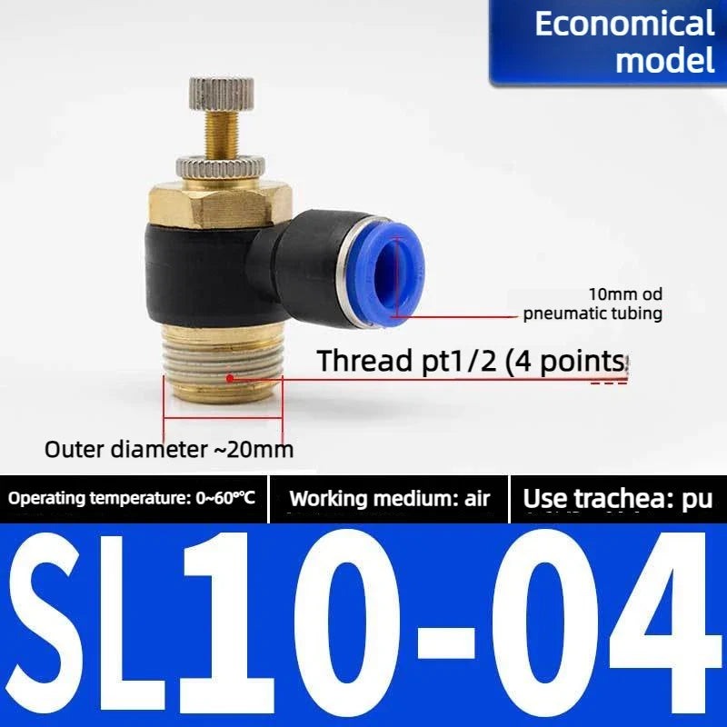 Quick Connect Pneumatic Air Speed Throttle Valve SL 4–12mm