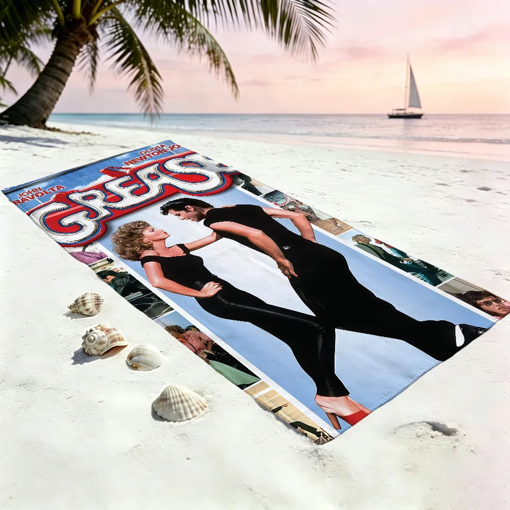 Grease 1978 Movie Quick-Dry Beach Towel | Soft Microfiber Microfiber Beach Towel Peaceful Pleasures Health and Wellness