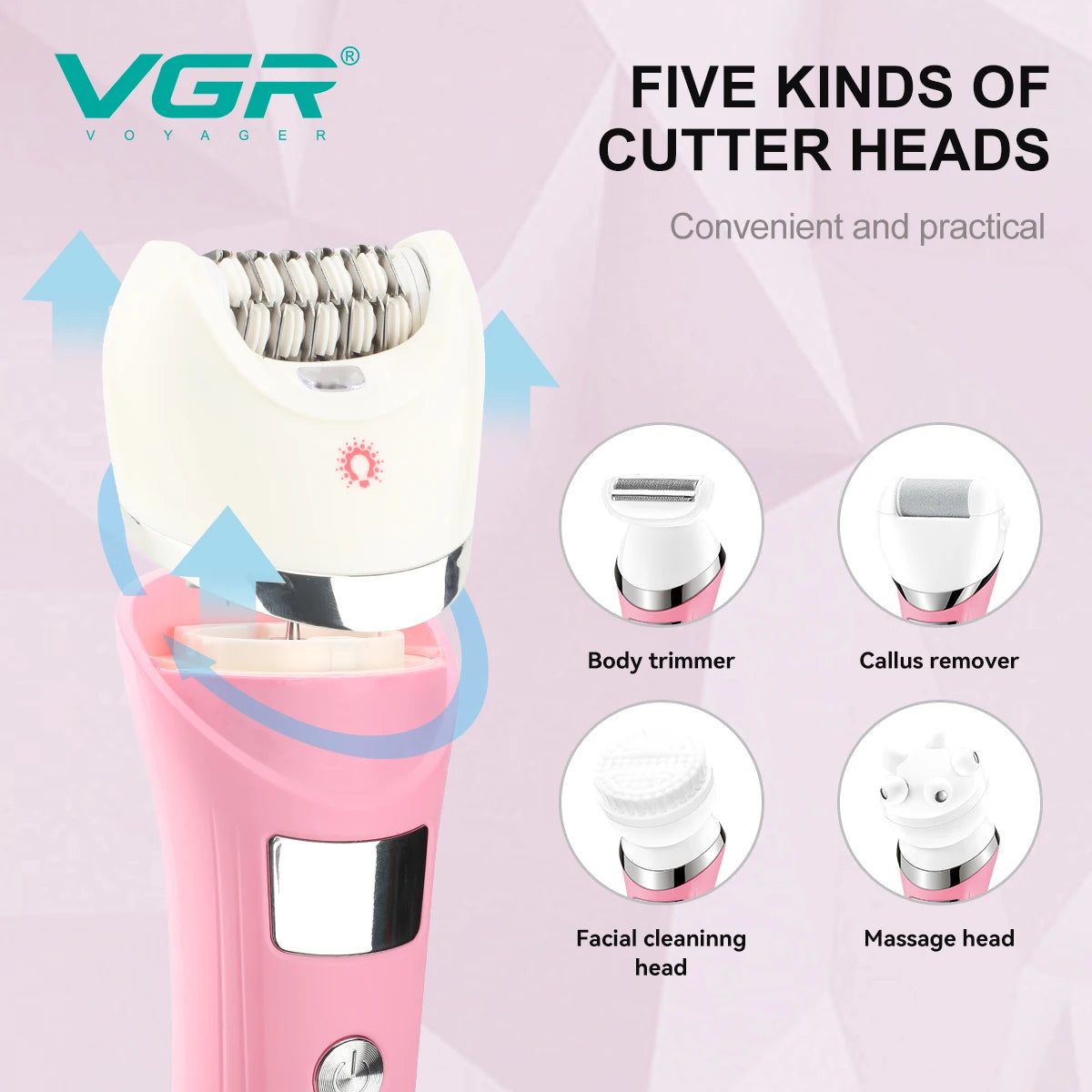 VGR 5-in-1 new high-end hair trimming set multifunctional body hair remover alloy blade full body hair removal device V-759 Peaceful Pleasures Health and Wellness