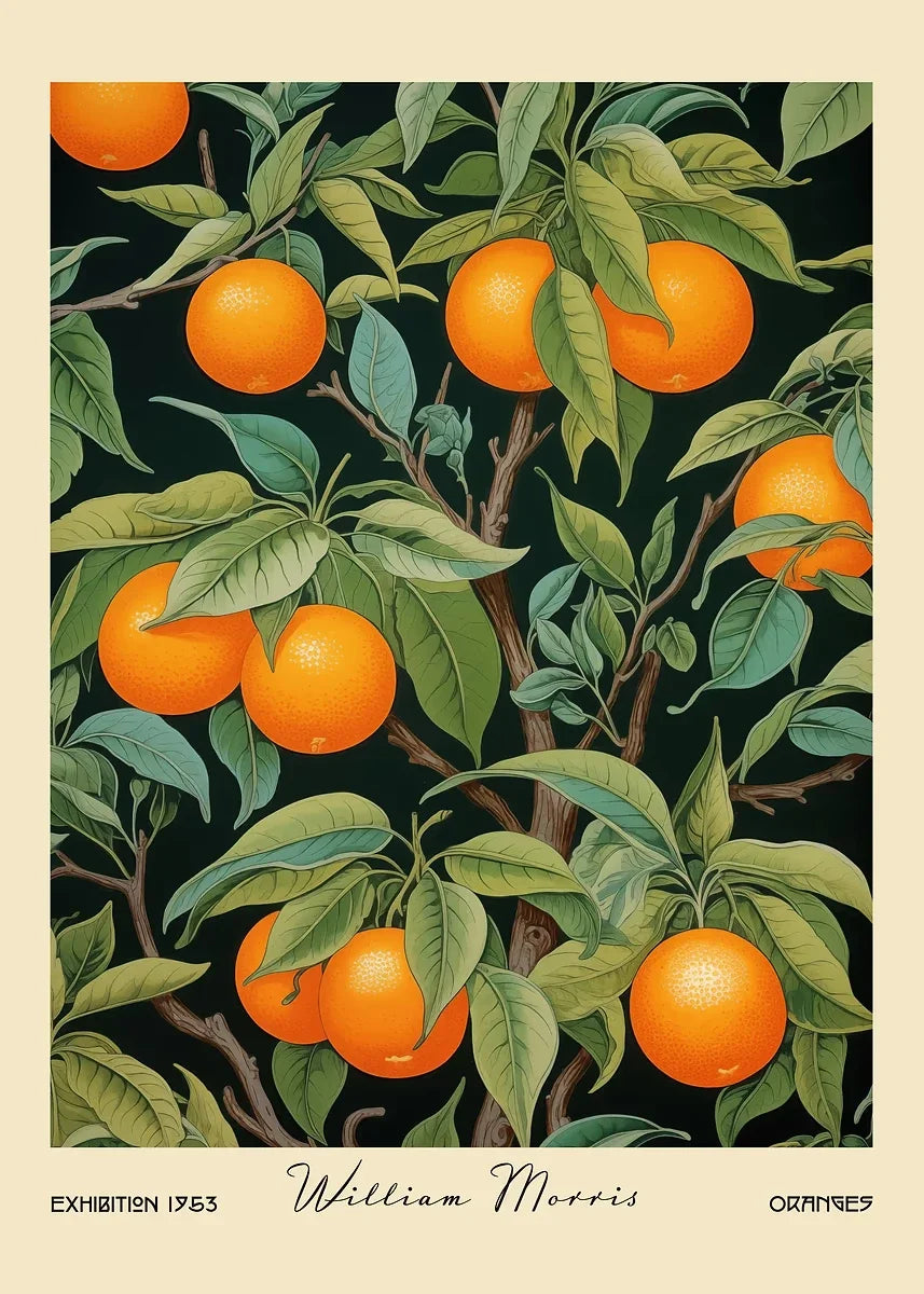 William Morris Retro Kitchen Fruit Canvas Wall Art | Dining Decor