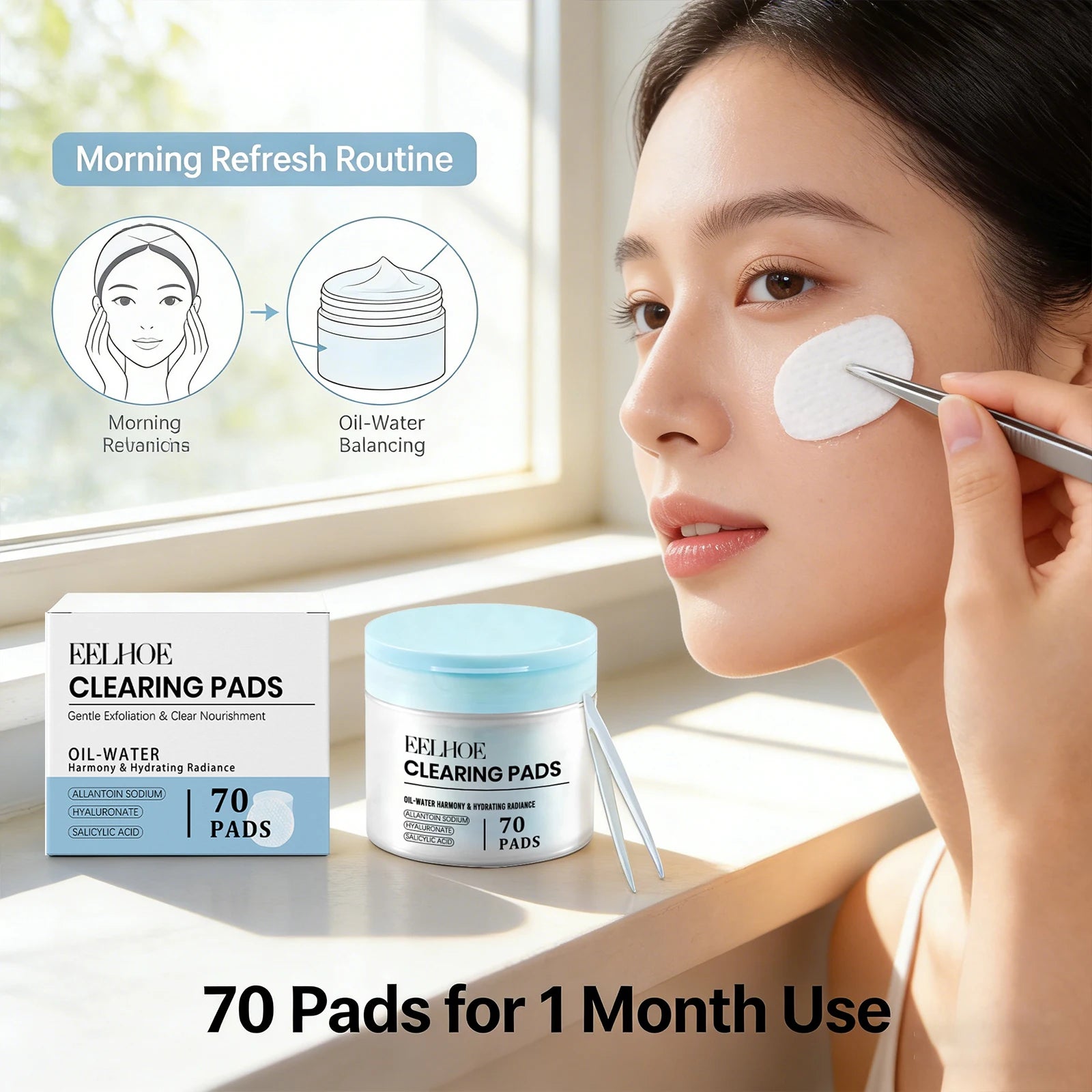 Salicylic Acid Toning Cotton Pad Daily Nourishing Reducing Dullness Brighten Skin Tone Long-Lasting Hydration Facial Peeling Pad Peaceful Pleasures Health and Wellness