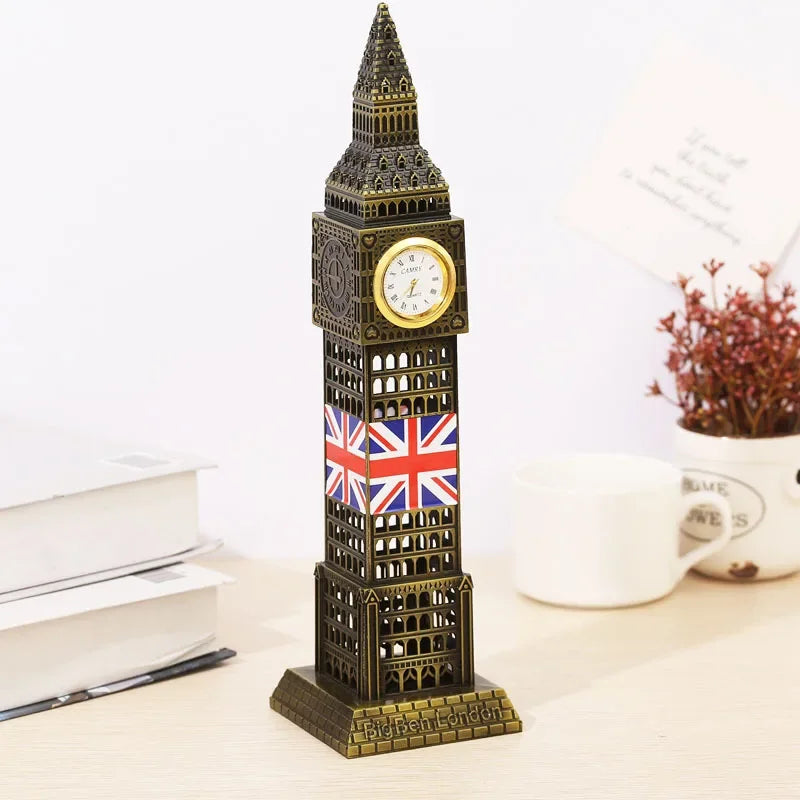 World Renowned Landmark Building Big Ben Model with A Clock Ferris Wheel Home Office Display Window Desktop Decoration Souvenir Peaceful Pleasures Health and Wellness