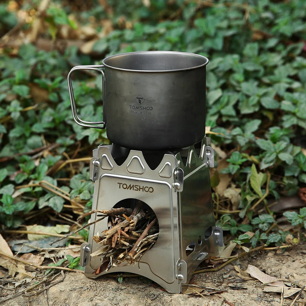 Tomshoo Portable Folding Lightweight Tourist Wood Burner Titanium