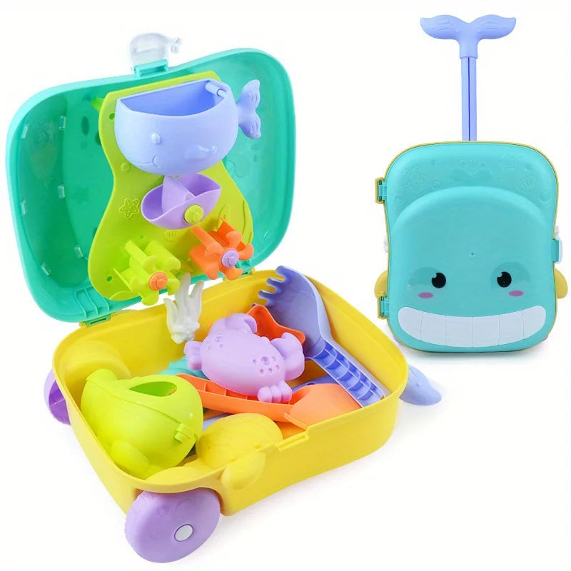 Beach Sand Toys Set for Toddlers | Animal Molds & Whale Case