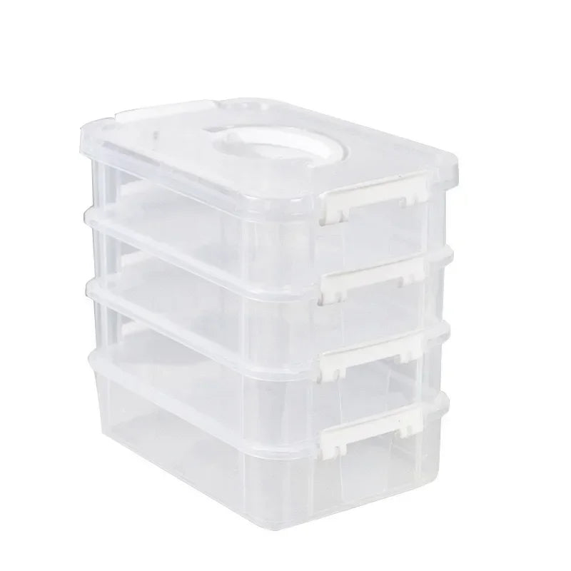 4-Layer Transparent Partitioned Drawer Storage Box | Portable