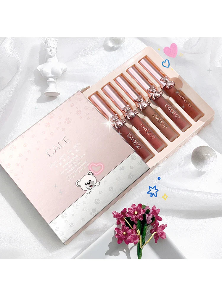 CACE Matte Velvet Lip Gloss Set – 5 Long-Lasting Shades
