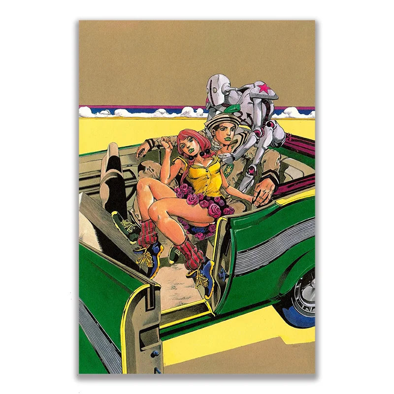JoJo's Bizarre Adventure Retro Canvas Wall Art Anime Poster Canvas Wall Art Peaceful Pleasures Health and Wellness