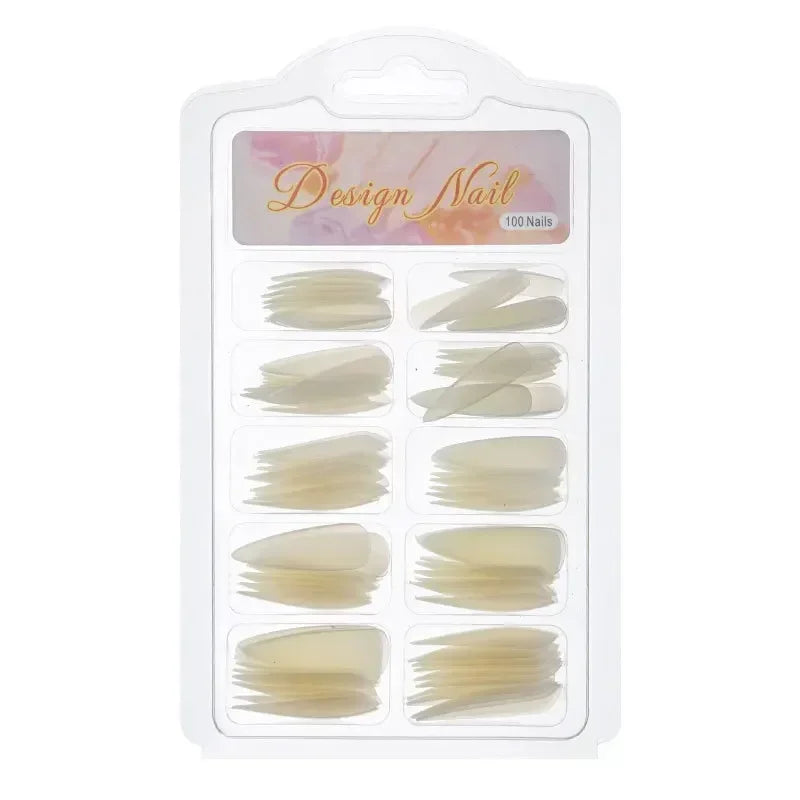 Short T shaped Full Cover Nails Tips, Natural Transparent Seamless Fake Nails, 100pcs box, Full Coverage Peaceful Pleasures Health and Wellness