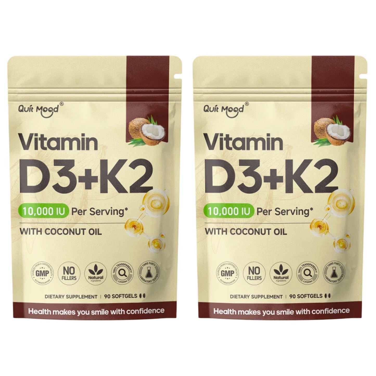 Vitamin D3 + K2 Softgels – Calcium Absorption, Bone & Heart Health | Daily Supplement Peaceful Pleasures Health and Wellness 2 Bags United States