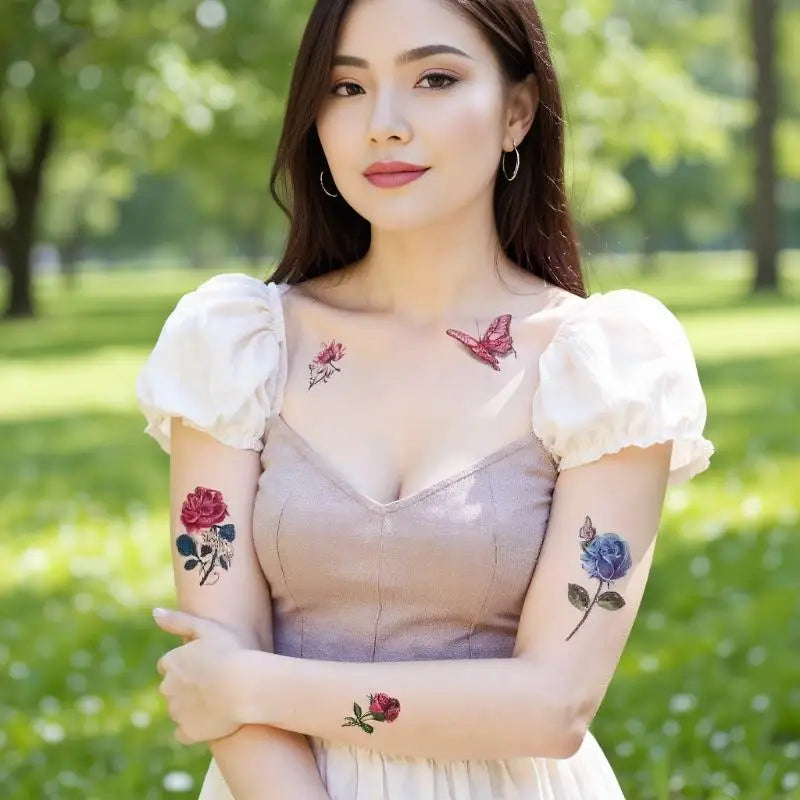 20 Sheets Waterproof Temporary Flower Butterfly Tattoo Stickers Women Fashion Art Sexy Removable Men Body Sticker Long-Lasting Peaceful Pleasures Health and Wellness
