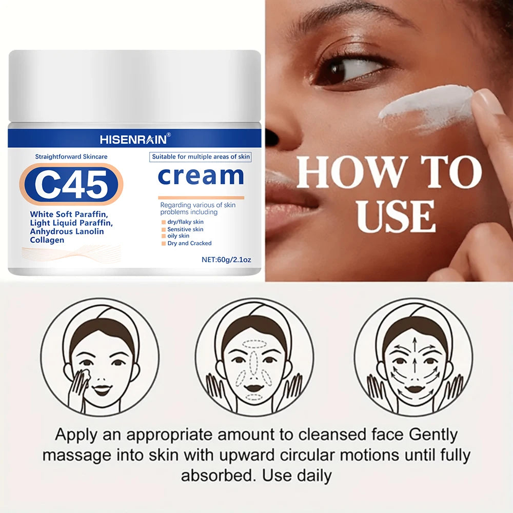 HISENRAIN Plant Squalane & Hyaluronic Acid Face Cream, 72Hr Intense Moisture, Skin Barrier Repair, Hypoallergenic Vegan Formula. Peaceful Pleasures Health and Wellness