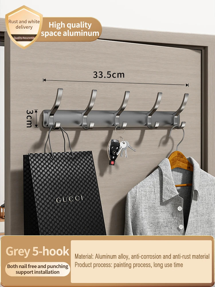 YUNJIEYA 6-Hook Aluminum Wall Hook | Robe & Door Hanger
